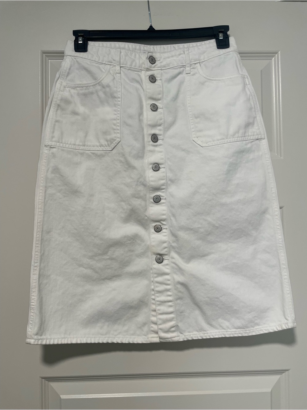 White Denim Button-Front Women's Skirt